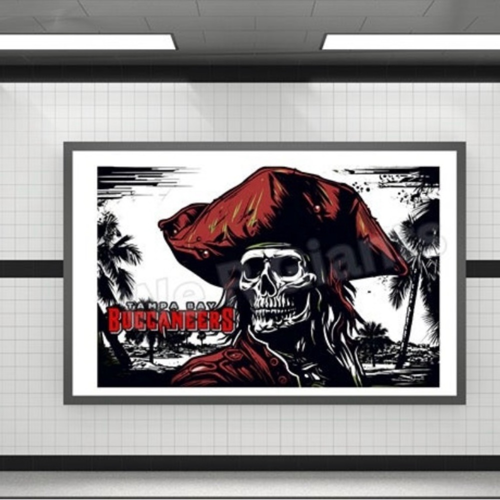 Tampa Bay Buccaneers Pirate Poster 17x11 Wall Decor Wall Art NFL Team Art little